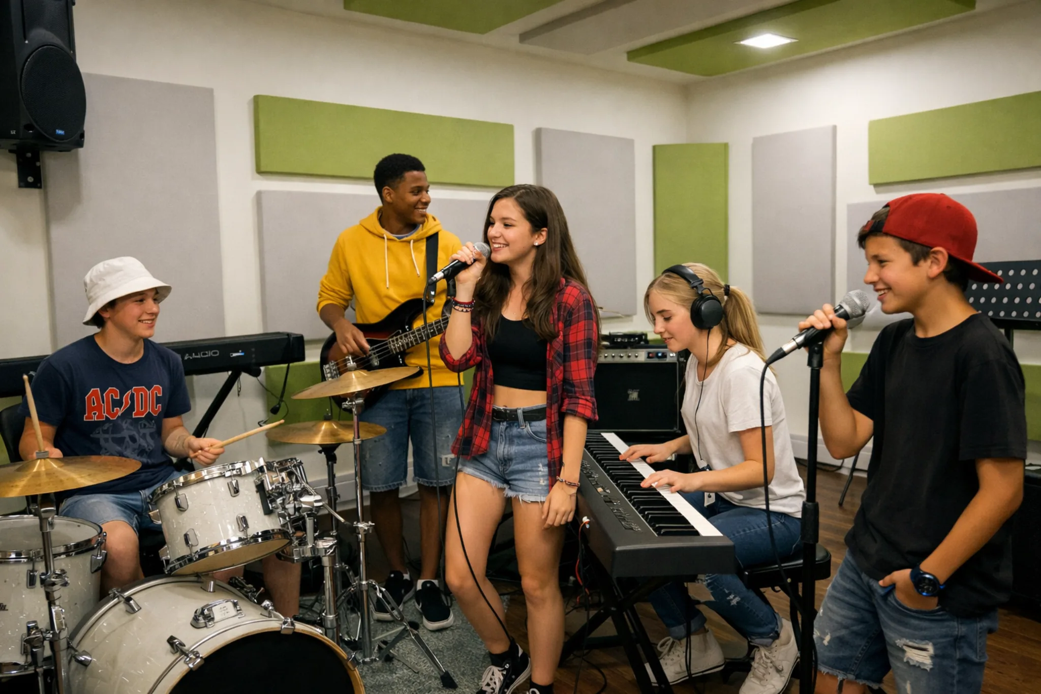 Laboratorio band e musica d’insieme: prove in sala con batteria, basso, tastiere e canto