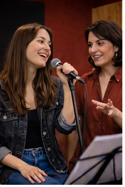Lezione di canto: esercizi di tecnica vocale in sala